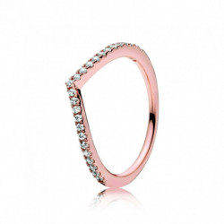 Bague Chevron Scintillante Couleur Rose et Pierres Oxydes de zirconium Taille 50