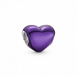 Charm Coeur MÈtalisÈ Violet PANDORA MOMENTS