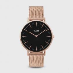 Montre Femme La Bohème Rosée Bracelet Milanais Fond Noir Cluse