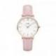 Montre Femme Minuit Rosée Bracelet Cuir Rose Fond Blanc Cluse