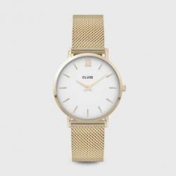 Montre Femme Minuit Bracelet Milanais Rosé Fond Blanc Cluse