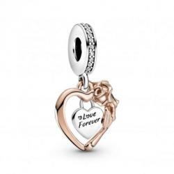 Charm Pendant Coeurs et Rose PANDORA MOMENTS