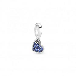 Charm Pendant Cœur Incliné Pavé Bleu Stellaire PANDORA ME