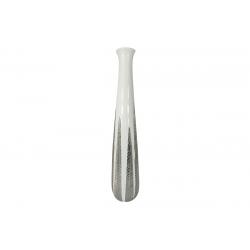 Grand Vase blanc et argent feuillage