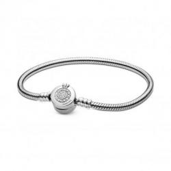 Bracelet Maille Serpent Fermoir Signature Scintillant ARGENT PANDORA MOMENTS Taille 19