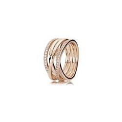 Bague Lignes Brillantes et Scintillantes Couleur Rose et Pierres Oxydes de zirconium Taille 54