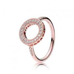 Bague Halo Coeurs PANDORA Couleur Rose et Pierres Oxydes de zirconium Taille 56