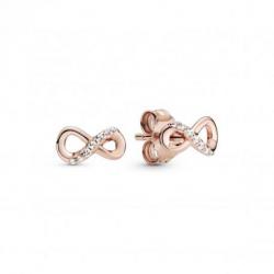 Boucles d'Oreilles Clous Infini Scintillant Couleur Rose PANDORA