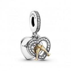 Charm Pendant Joyeux Anniversaire de Mariage bicolore PANDORA MOMENTS