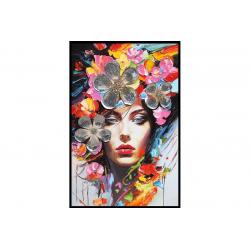 Tableau Femme Fleurs Face