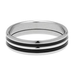 Bague Homme Acier Noir et Argenté JOURDAN