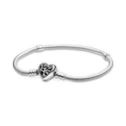 Bracelet Maille Serpent Fermoir Cÿur arbre de vie ARGENT PANDORA MOMENTS Taille 22