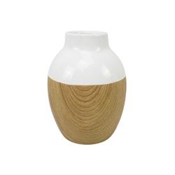 Vase en céramique blanc et bois Boho