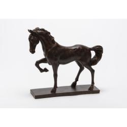 Statuette Cheval au trot  en résine marron